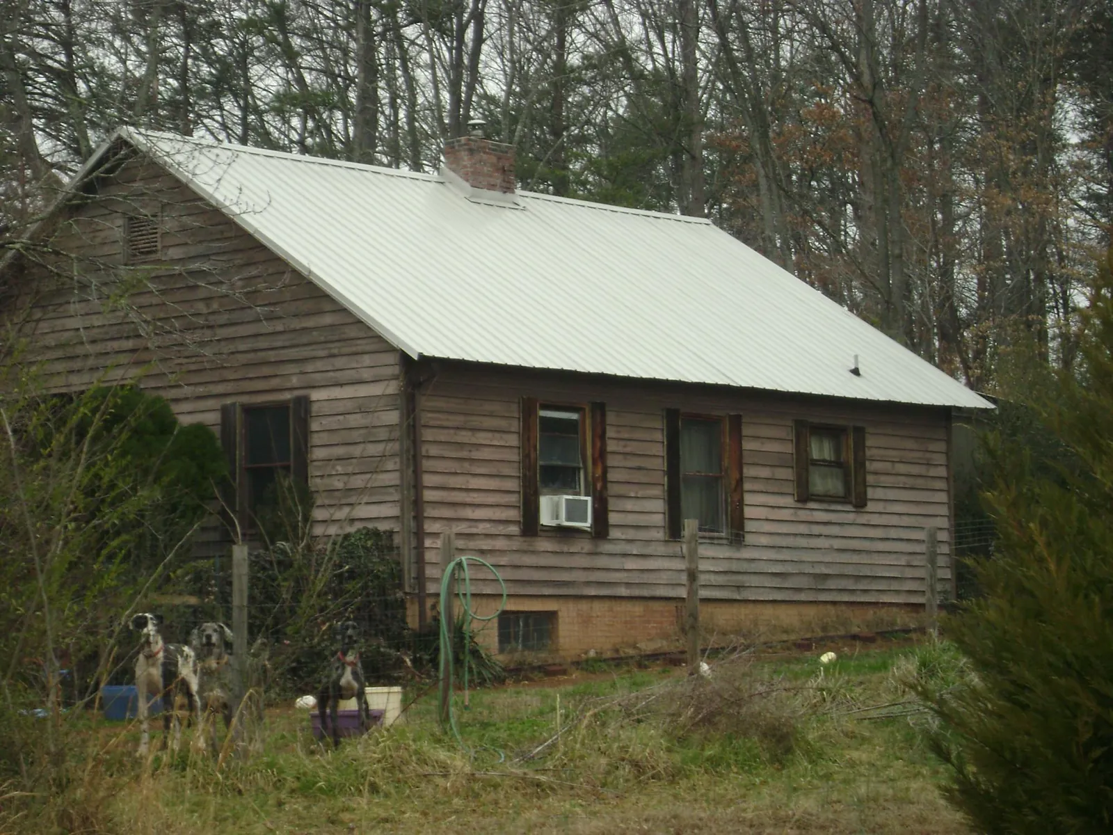 White metal roof on an old wood sided farmhouse, from a Metal Roof Installation job in Colo